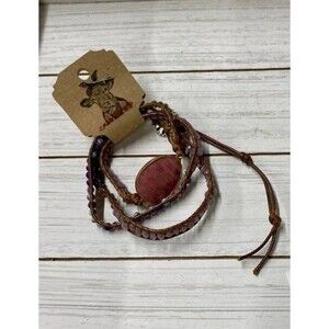 Beads and Leather Triple Strand Wrap Bracelet  Brand New!!!